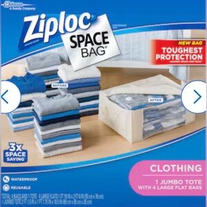Ziploc Space Bag Jumbo Tote with Large Flat Bags - Blue and White